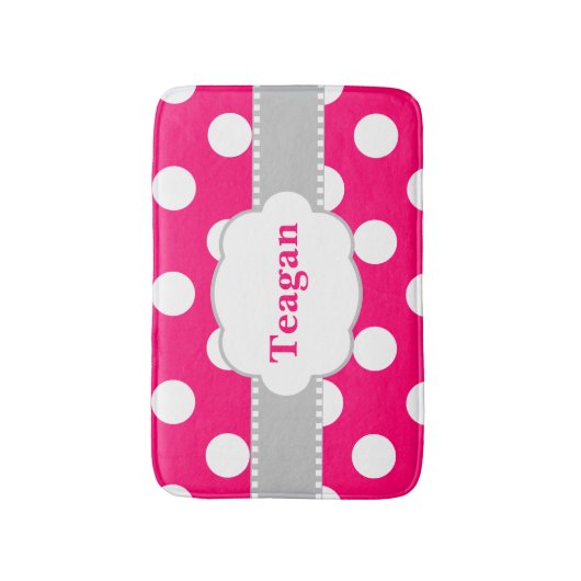 Roze grijze Stippen Monogram Bathmat Badmat (Voorkant Verticaal)