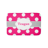 Roze grijze Stippen Monogram Bathmat Badmat (Voorkant)