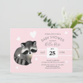 Roze grijze strepen Baby shower Kaart (Staand voorkant)