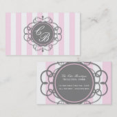 Roze & Grijze Strepen Chic Boutique Visitekaartje (Voorkant / Achterkant)