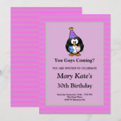 Roze/Grijze Strepen Ingelijste Grappig Verjaardags Kaart (Voorkant / Achterkant)