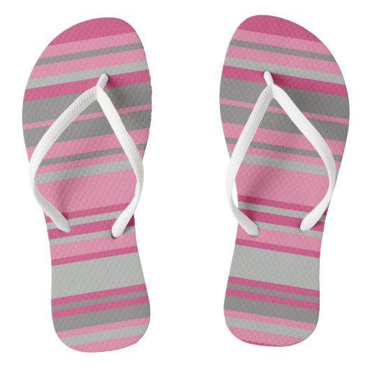 Roze grijze strepen teenslippers (Voetbed)