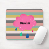 Roze grijze stripes Retro-naam Muismat (Met muis)