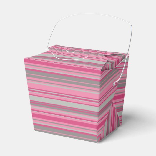 Roze Grijze Strips Bedankdoosjes (Voorkant Zijde)