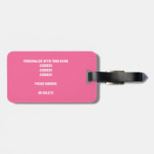 roze grijze team kleuren basketbaltas bagagelabel (Achterkant horizontaal)