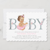 Roze grijze tutu babyshower uitnodigingen (Voorkant)