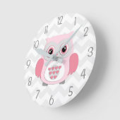 Roze grijze uil wandklok (Hoek)