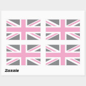 Roze Grijze Unie Jack Britse (UK) vlag Rechthoekige Sticker (Vel)