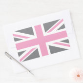 Roze Grijze Unie Jack Britse (UK) vlag Rechthoekige Sticker (Envelop)