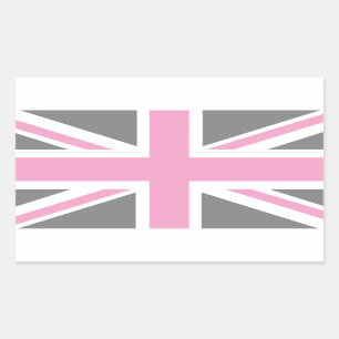 Roze Grijze Unie Jack Britse (UK) vlag Rechthoekige Sticker