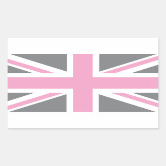 Roze Grijze Unie Jack Britse (UK) vlag Rechthoekige Sticker