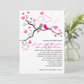 Roze, grijze vedervogels en hartenweddenschappen kaart (Staand voorkant)