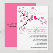 Roze, grijze vedervogels en hartenweddenschappen kaart (Voorkant / Achterkant)