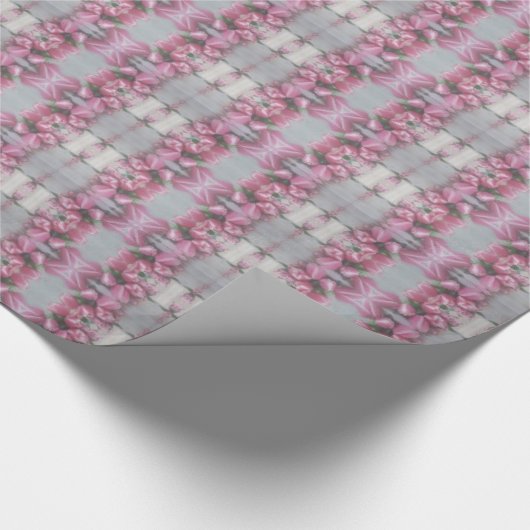 Roze grijze ventilator Tulp Mirror Patroon vervier Cadeaupapier (Hoek)