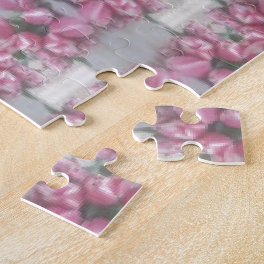 Roze grijze ventilator Tulp Mirror Patroon vervier Legpuzzel (Zijkant)