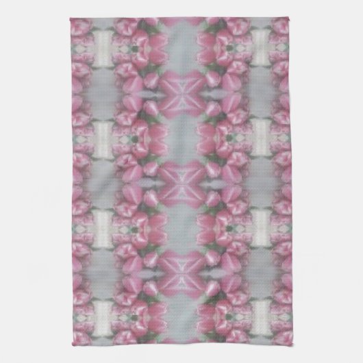 Roze grijze ventilator Tulp Mirror Patroon vervier Theedoek (Verticaal)