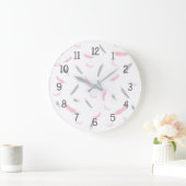 Roze grijze veren klok, kinderkamer grote klok (Huis)