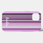 Roze Grijze Verticale Gestreepte Persoonlijke Case-Mate iPhone Case (Achterkant (horizontaal))
