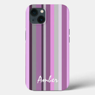 Roze Grijze Verticale Gestreepte Persoonlijke Case-Mate iPhone Case