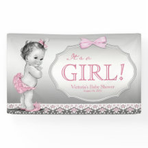 Roze grijze vintage babymeisje baby shower