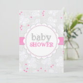 roze grijze vlinder baby shower uitnodiging (Staand voorkant)