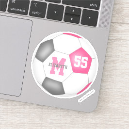 Roze grijze voetballen meisjes gepersonaliseerd sticker