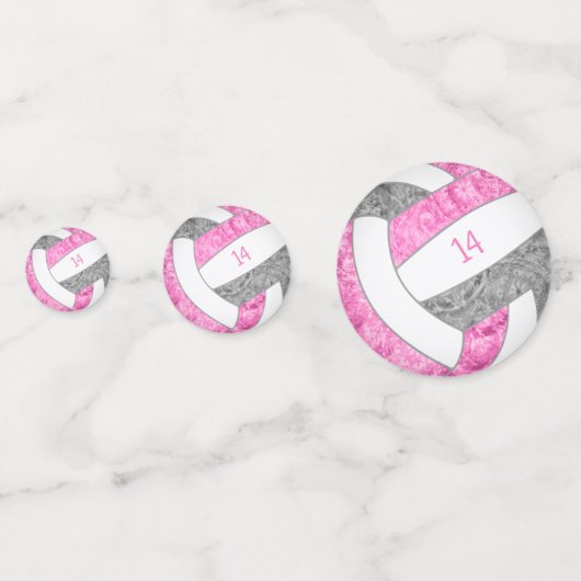 roze grijze volleybalfeest confetti (Achterkanten)