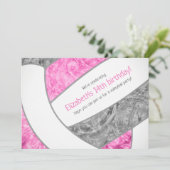 roze grijze volleybalfeest kaart (Staand voorkant)