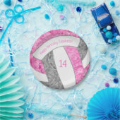 roze grijze volleybalfeest papieren bordje (Feest)