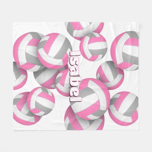 Roze Grijze Volleyballen Meisjes Sportkamer Decor Fleece Deken (Voorkant (Horizontaal))