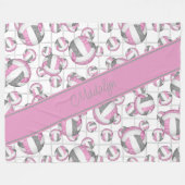 Roze grijze volleybalpatroon netaccent fleece deken (Voorkant (Horizontaal))
