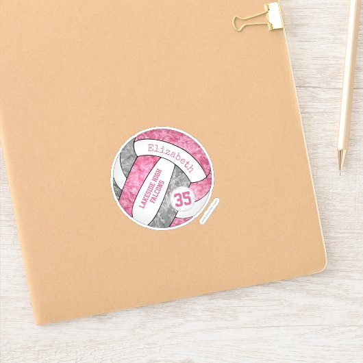roze grijze volleybalplokleuren sticker (Notitieboek)