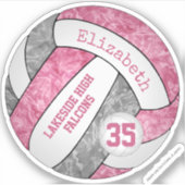 roze grijze volleybalplokleuren sticker (Voorkant)