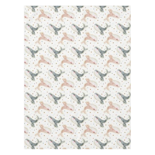 Roze Grijze Walvis Polka Dots Baby shower Verjaard Tafelkleed (Voorkant)
