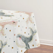 Roze Grijze Walvis Polka Dots Baby shower Verjaard Tafelkleed (Voorbeeld)