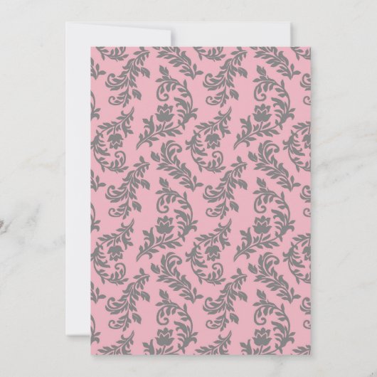 Roze Grijze Wervelkolk Damask Kaart (Achterkant)