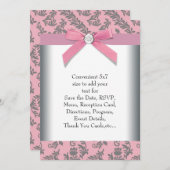 Roze Grijze Wervelkolk Damask Kaart (Voorkant / Achterkant)