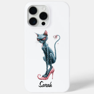 Roze Grijze Whimsical Kat iPhone 15 Pro Max Hoesje