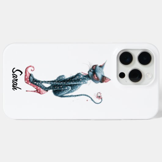 Roze Grijze Whimsical Kat Case-Mate iPhone Case (Achterkant (horizontaal))