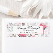 Roze grijze witte Abstracte Floral Etiket (Insitu)