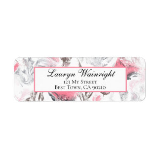 Roze grijze witte Abstracte Floral Etiket
