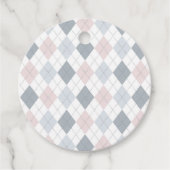 Roze grijze witte argyle gepattereerd bedankjes labels (Voorkant)