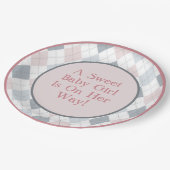 Roze grijze witte argyle gepattereerd papieren bordje (Gekanteld)