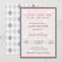 Roze grijze witte Baby Baby shower