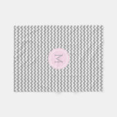 Roze grijze witte Chevron Pattern Monogram Blanket Fleece Deken (Voorkant (Horizontaal))