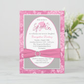 Roze, grijze, witte flesje Sip en zie uitnodiging (Staand voorkant)