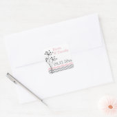 Roze, grijze, witte Floral Chevron Stripes Sticker (Envelop)