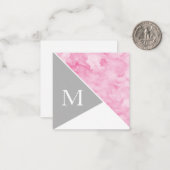 Roze grijze witte kleurenblok notitiekaartje (Voorkant / Achterkant in situ)