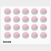 Roze Grijze Witte Maan & Sterren Celestial Baby sh Ronde Sticker (Vel)