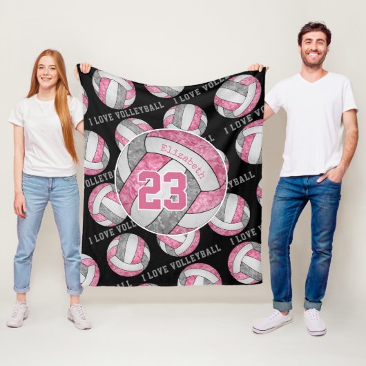 roze grijze witte meisjes houden van volleybal gep fleece deken (In situ)
